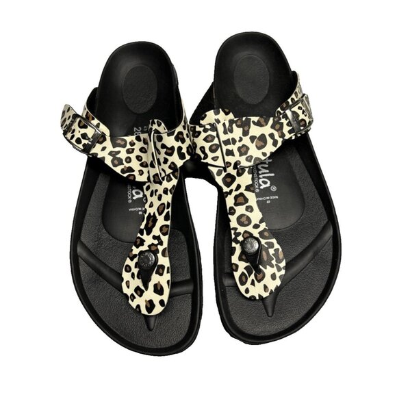 Betula By Birkenstock Gizeh Cheetah Print Sandals EUC 43 Womens Size 12 Mens 10 - Picture 1 of 7